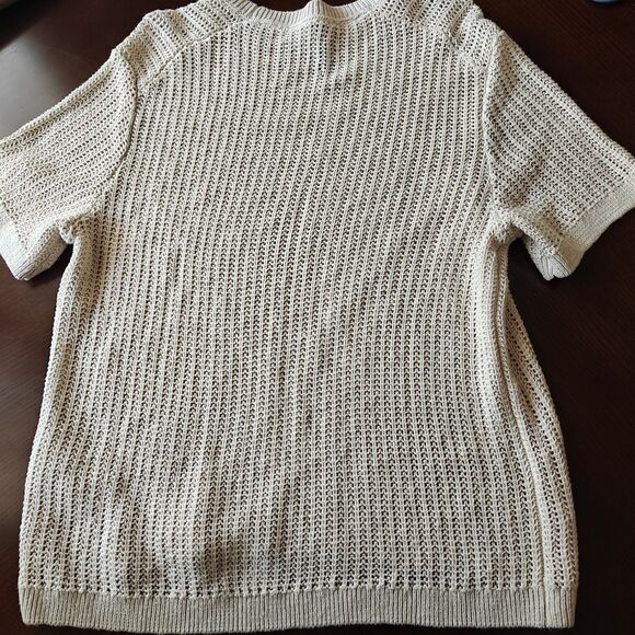 Size S - Abercrombie & Fitch Men's Stitched Sweater Tee, Cream New Without Tags - Picture 3 of 8